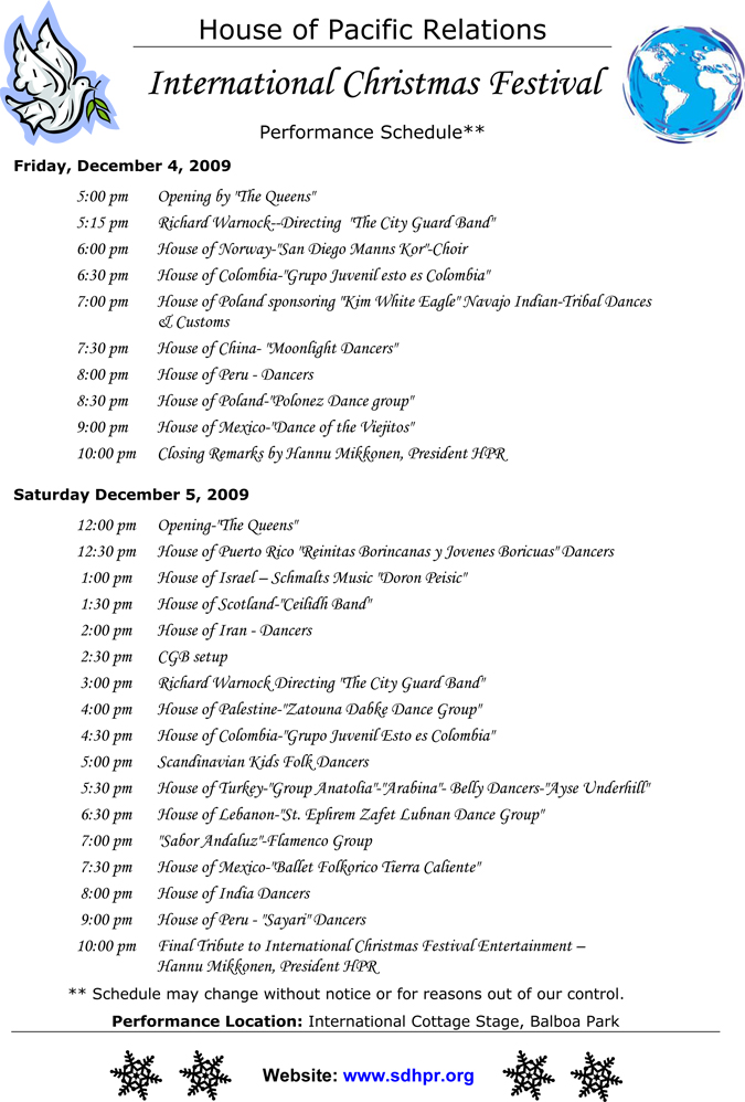 HPR-ICF Performance Schedule